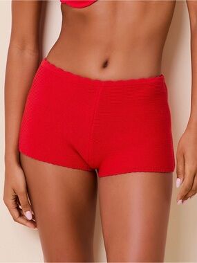 SOLID & STRIPED Celeste Lipstick Red shorts